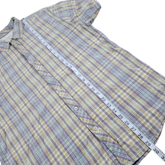 Horny Toad Button Up Shirt Mens Large Weldon Plaid Short Sleeve Organic Cotton - Picture 10 of 10
